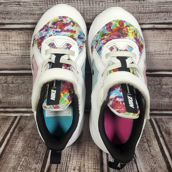 NIKE DOWNSHIFTER 10 Kids Youth Girl's 9C Fabel Fire White Pink Shoes Sneakers - Picture 7 of 9